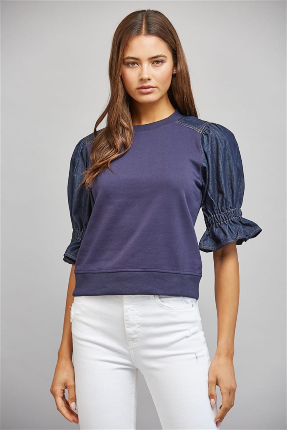 Fate Sweatshirt Dark Denim / S Samara Puff Sleeve Sweatshirt