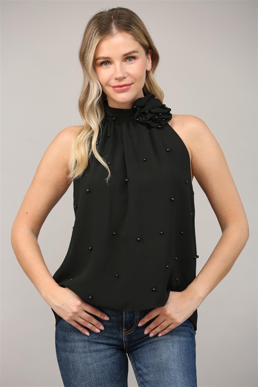 Fate Top Black / S Isabelle Pearl Halter Top