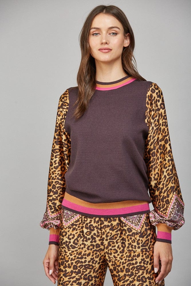 Fate Top Brown Multi / S Maisie Contrast Top