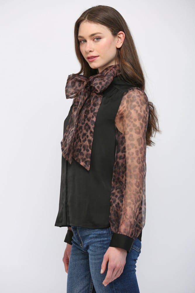 Fate Top Daniela Leopard Self Tie Top