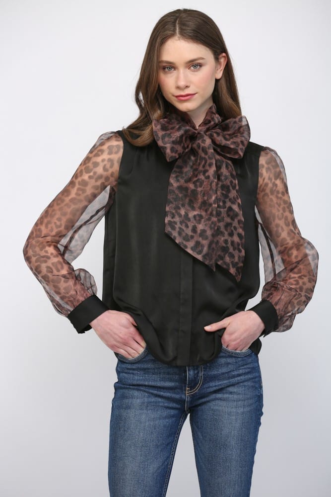 Fate Top Daniela Leopard Self Tie Top
