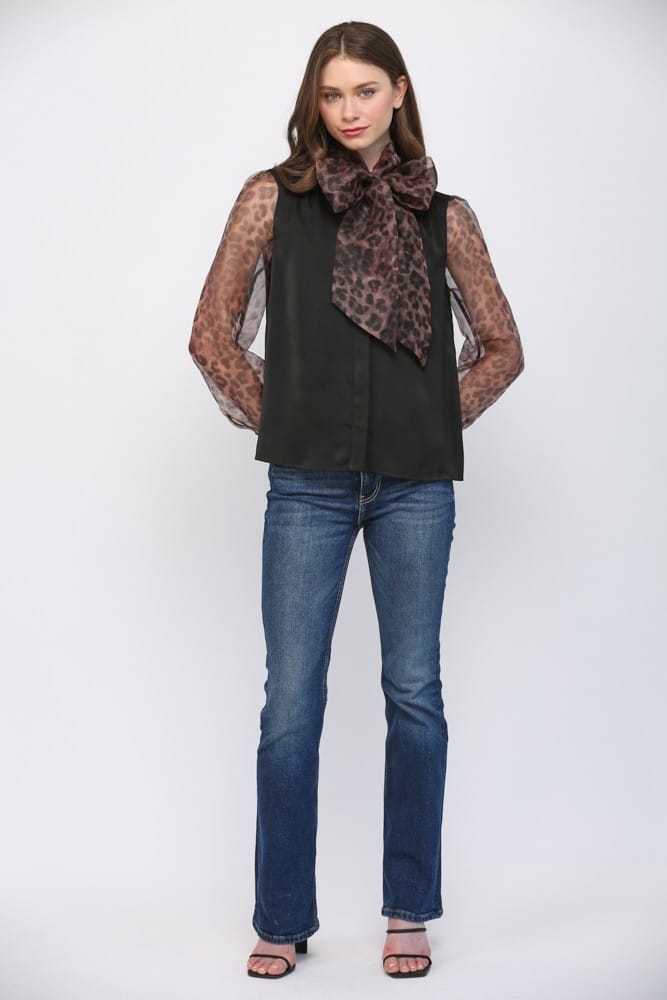 Fate Top Daniela Leopard Self Tie Top