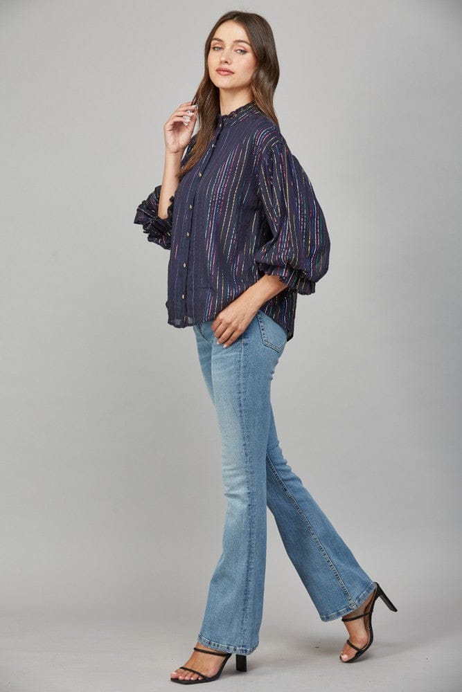 Fate Top Elaina Metallic Stripe Top