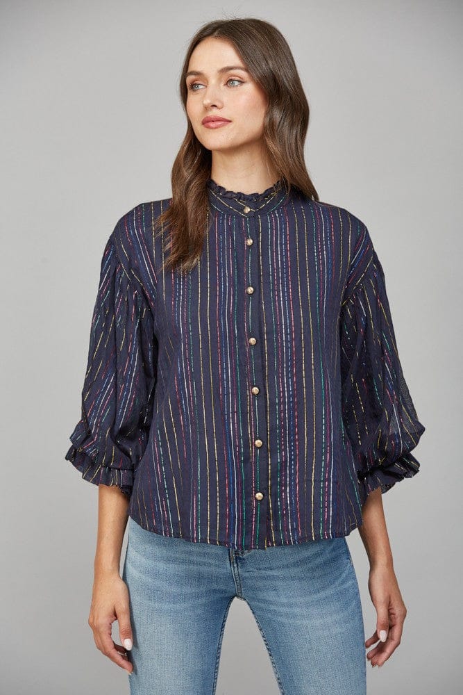 Fate Top Elaina Metallic Stripe Top