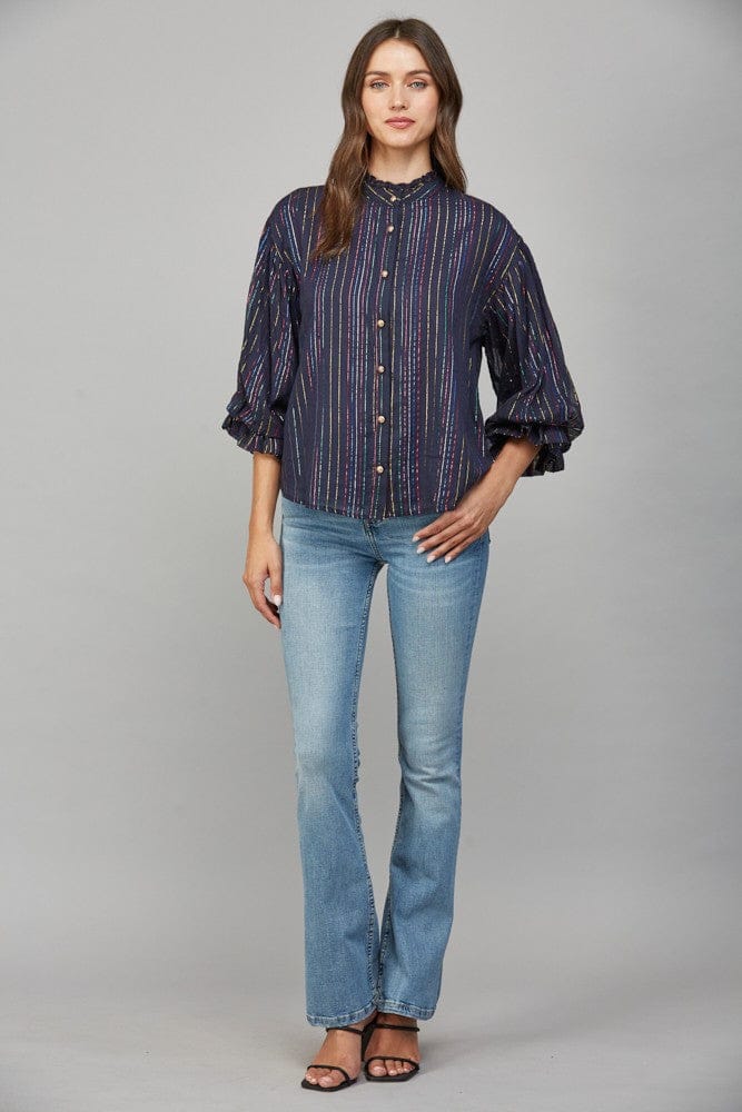 Fate Top Elaina Metallic Stripe Top