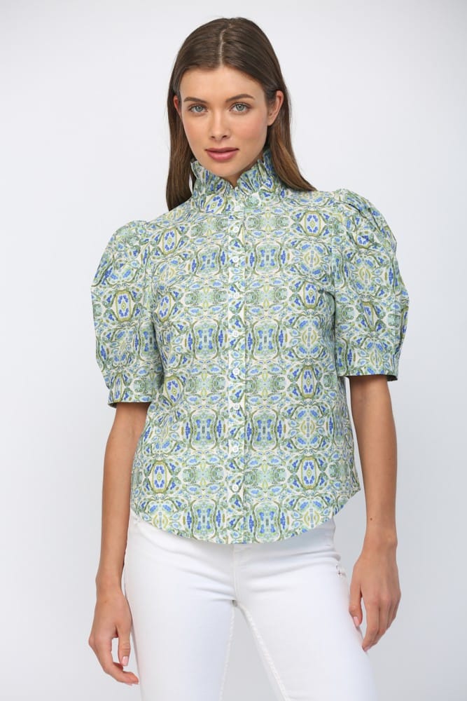 Fate Top Green Multi / S Kyla Puff Sleeve Top