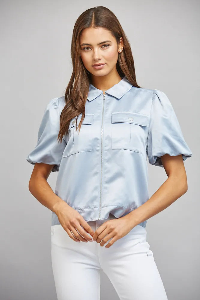 Fate Top Pale Blue / S Nadia Satin Top