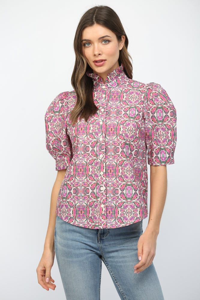 Fate Top Pink Multi / S Kyla Puff Sleeve Top
