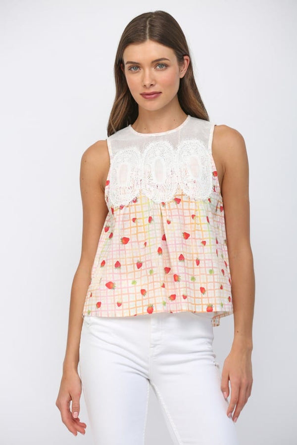 Fate Top White Multi / S April Mesh Top