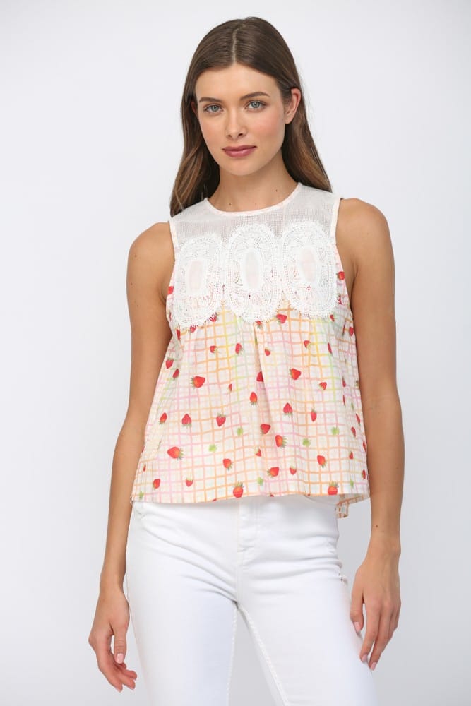 Fate Top White Multi / S April Mesh Top