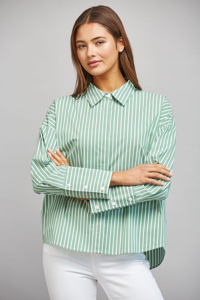 Fate Top Willa Striped Button Down Top