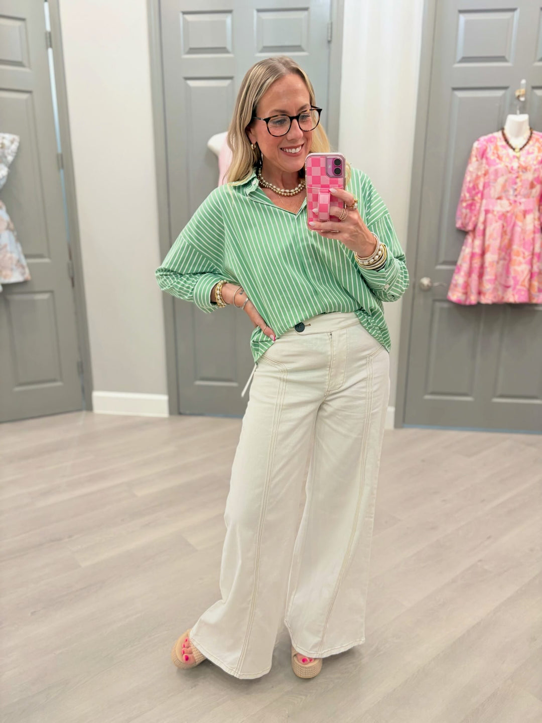 Fate Top Willa Striped Button Down Top