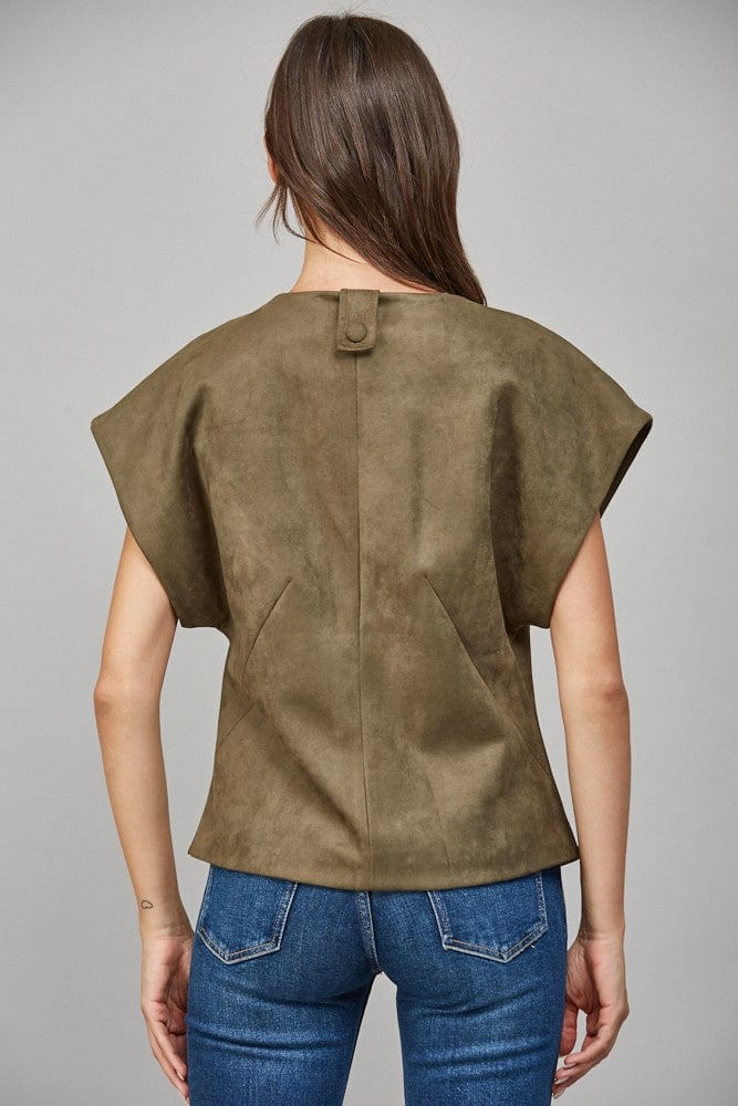 Fate Vest Elise Pearl Button Suede Vest