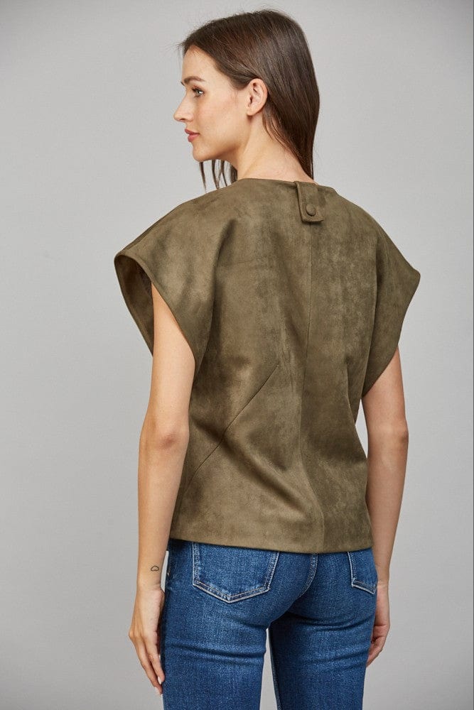 Fate Vest Elise Pearl Button Suede Vest