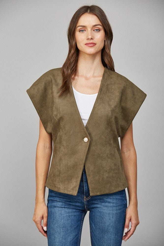 Fate Vest Elise Pearl Button Suede Vest