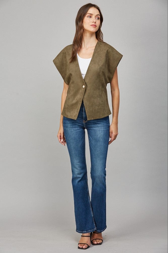 Fate Vest Elise Pearl Button Suede Vest