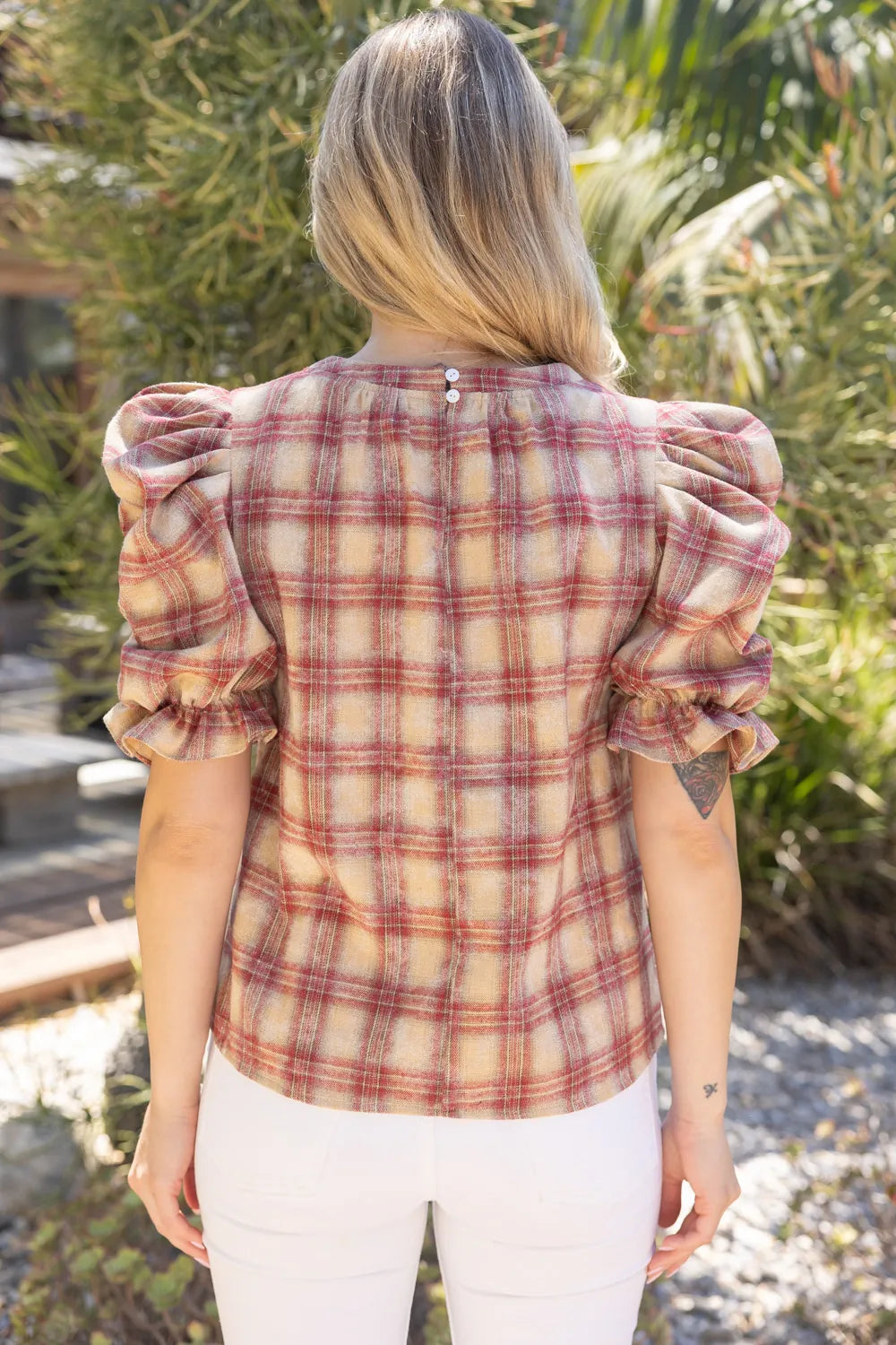Rylee Plaid Puff Sleeve Top