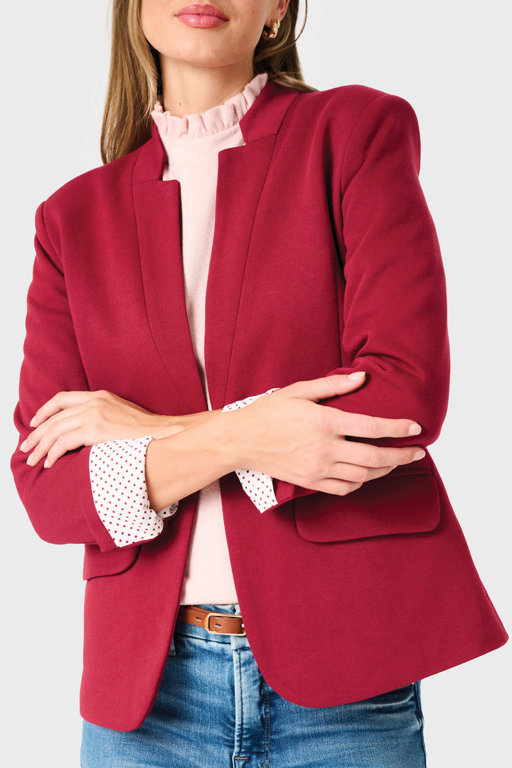 Gibsonlook Blazer Cranberry / S Notch Collar Blazer