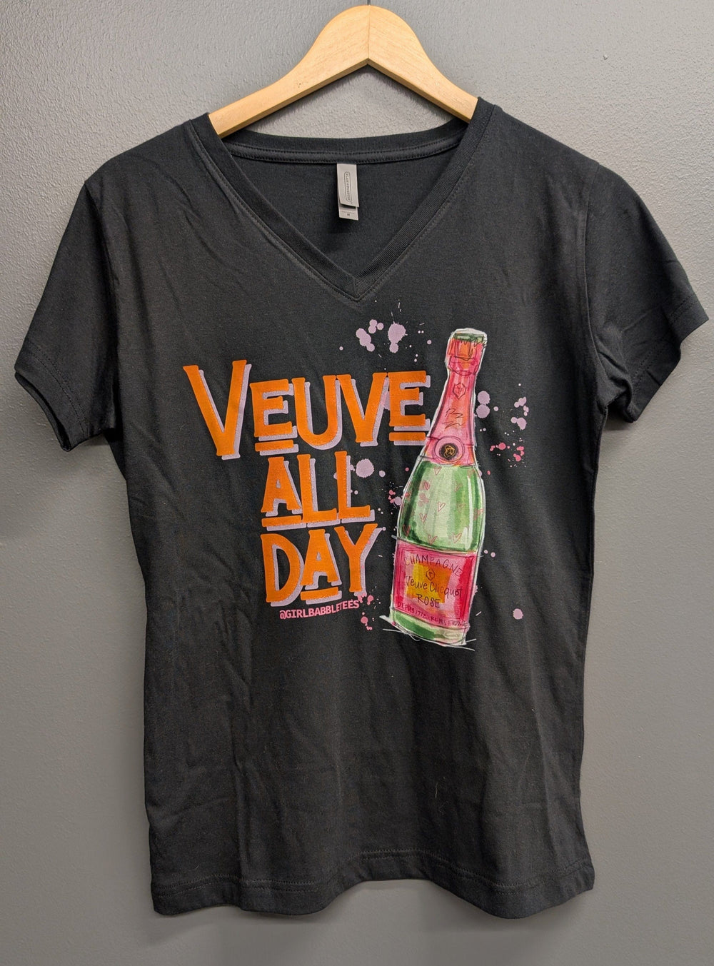 Girl Babble Tees Graphic Tee Black / S Veuve All Day V-Neck Tee