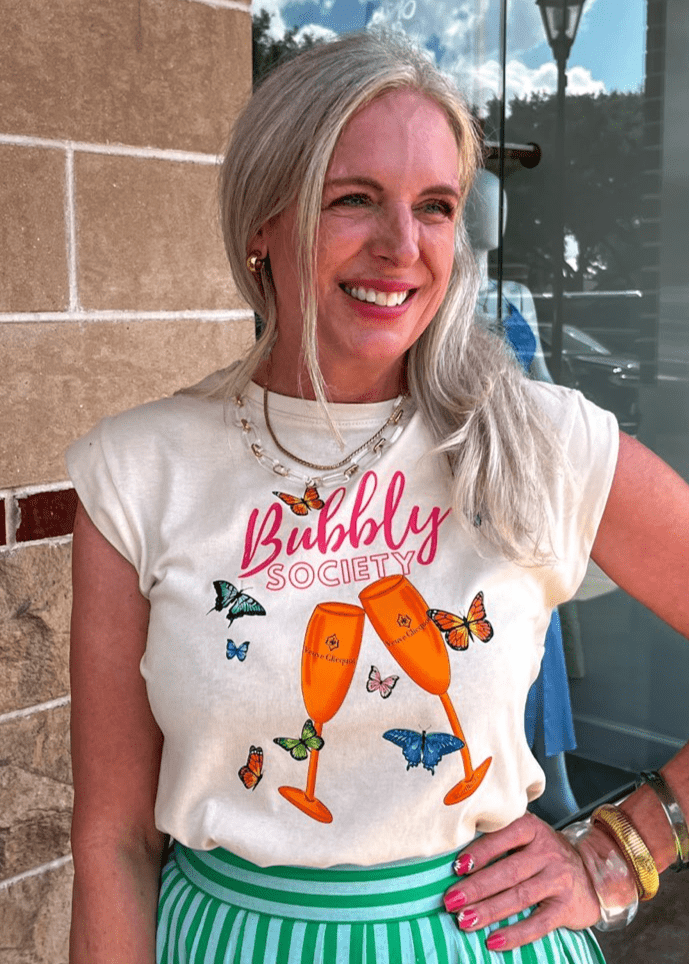 Girl Babble Tees Graphic Tee Bubbly Society Tee - Orange