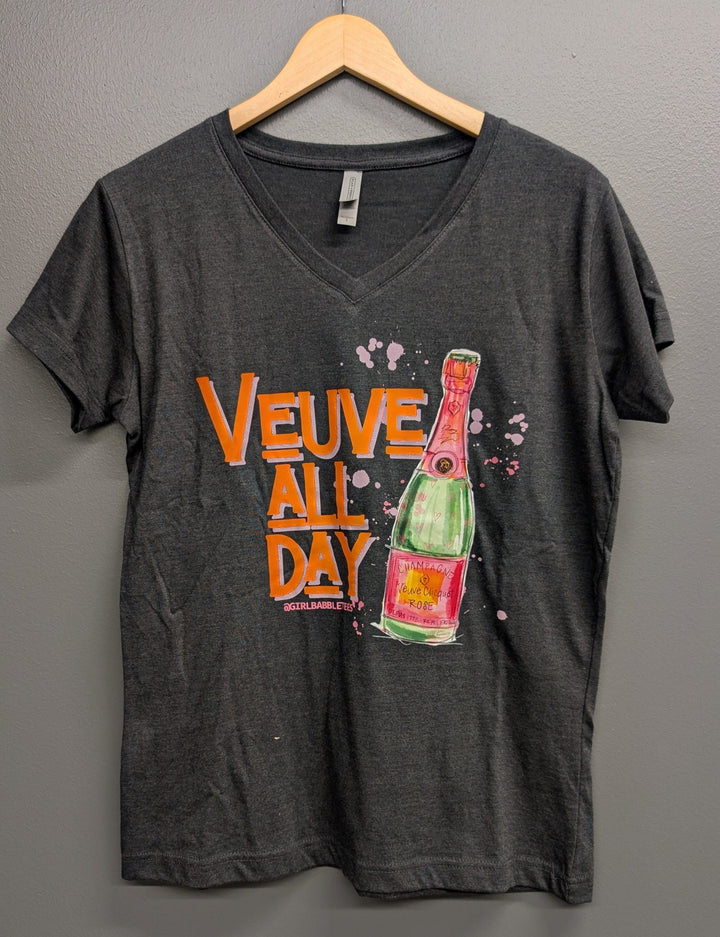 Girl Babble Tees Graphic Tee Charcoal Gray / S Veuve All Day V-Neck Tee