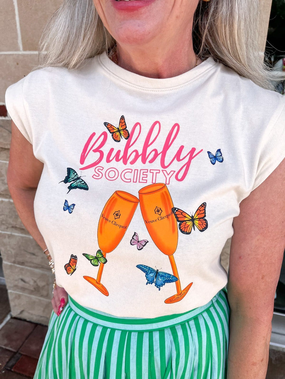 Girl Babble Tees Graphic Tee Crème / S Bubbly Society Tee - Orange