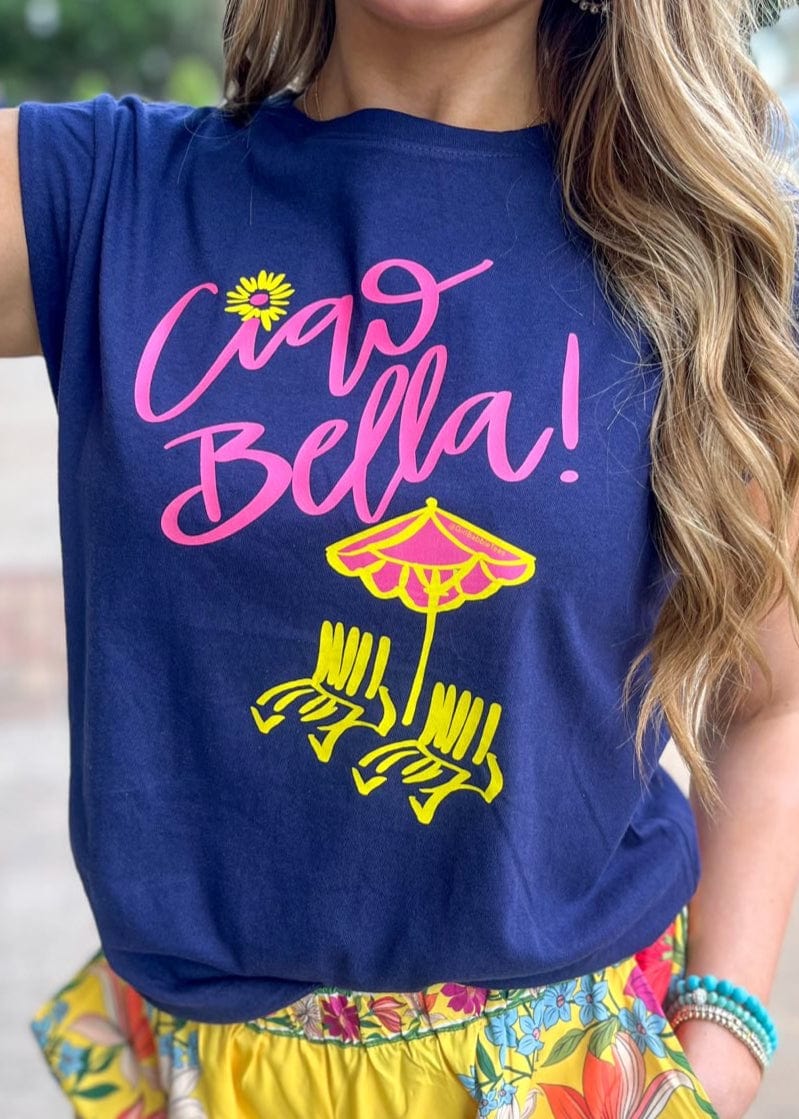 Girl Babble Tees Graphic Tee Dusty Navy / S Ciao Bella Tee