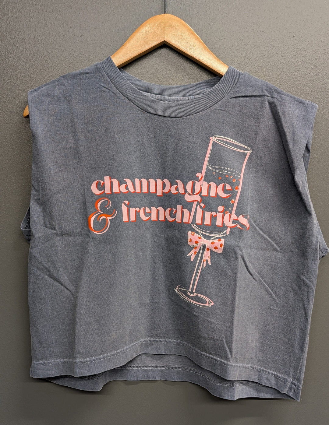 Girl Babble Tees Graphic Tee Faded Navy / S Champagne & French Fries Tee