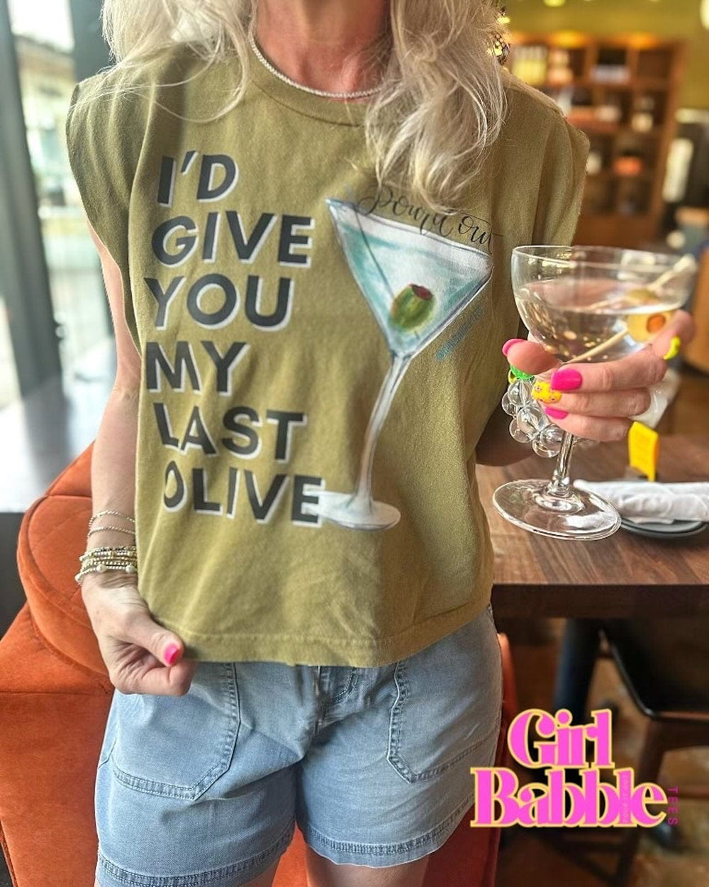 Girl Babble Tees Graphic Tee Faded Olive / S My Last Olive Tee