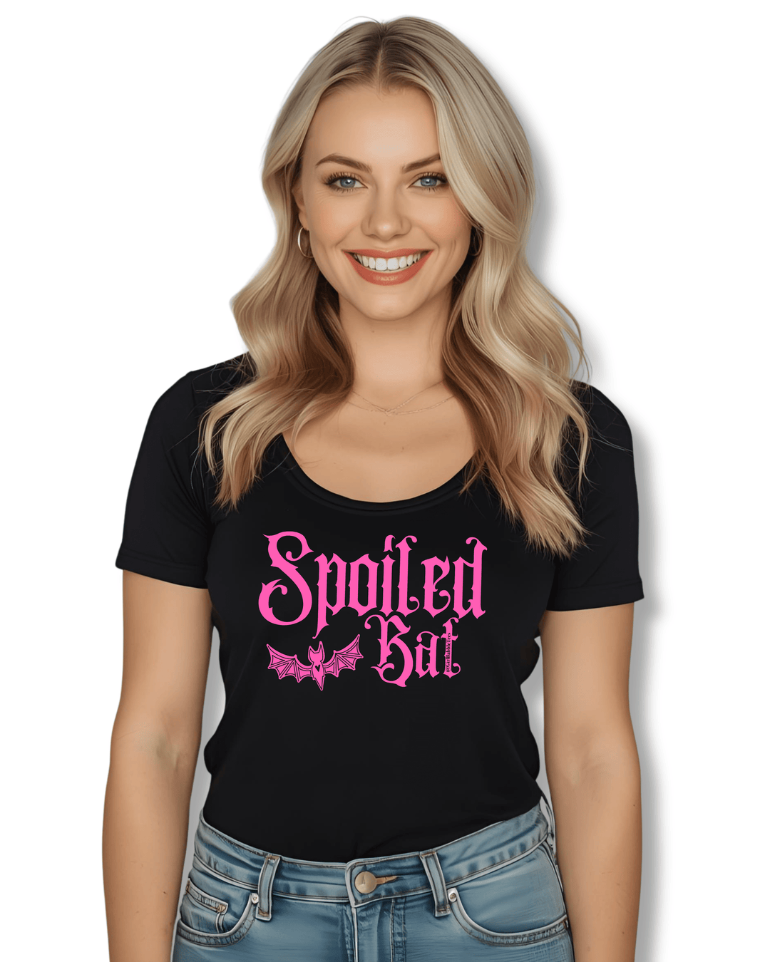 Girl Babble Tees Graphic Tee Scoop Neck / Black / S Spoiled Bat Tee