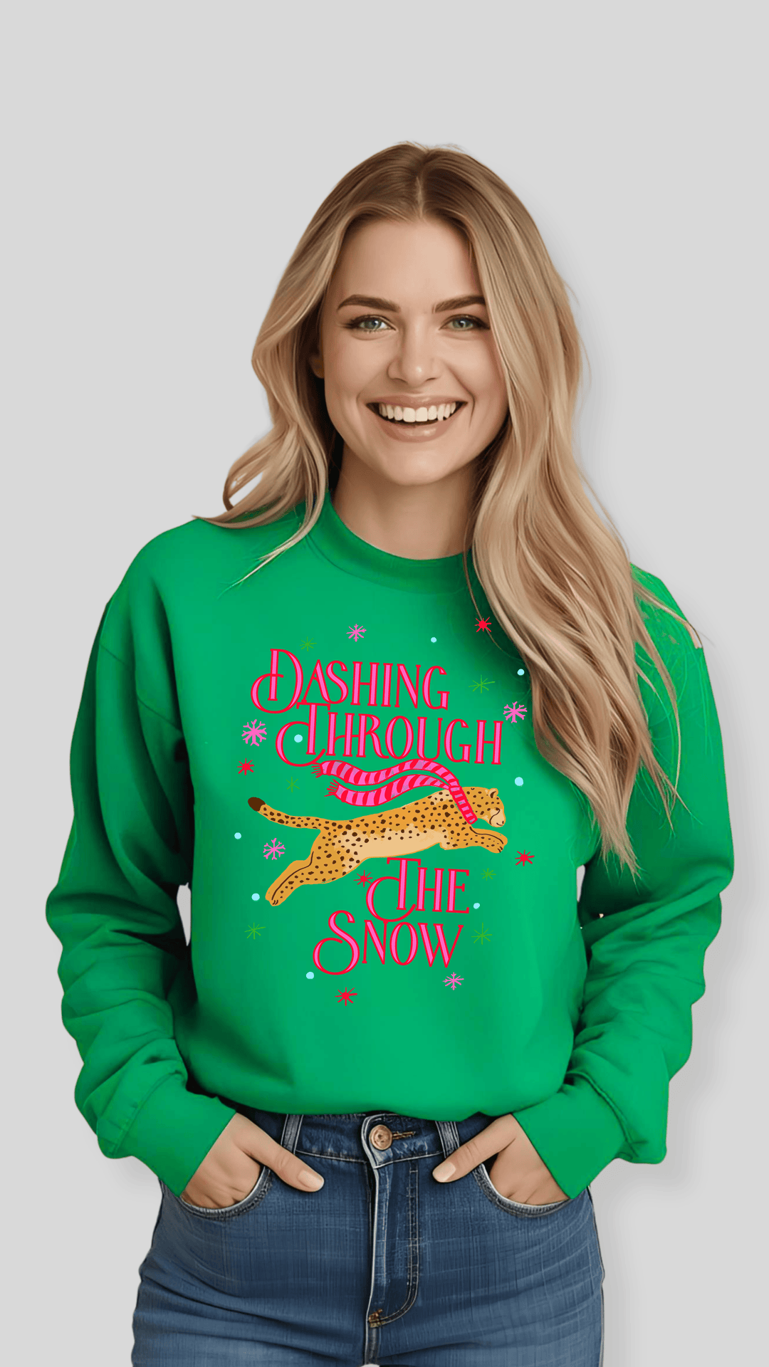 Girl Babble Tees Sweatshirt Green / S Dashing Through The Snow Sweatshirt