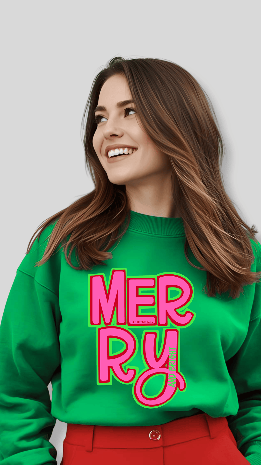 Girl Babble Tees Sweatshirt Green / S Extra Merry Sweatshirt