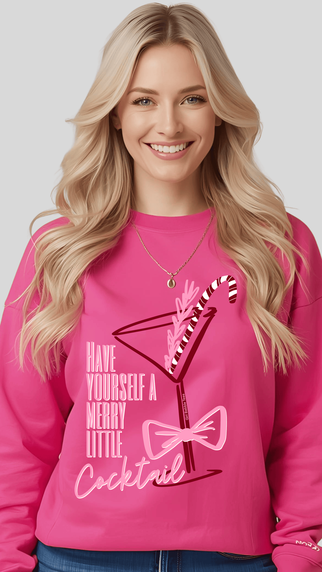 Girl Babble Tees Sweatshirt Pink / S Merry Little Cocktail Sweatshirt