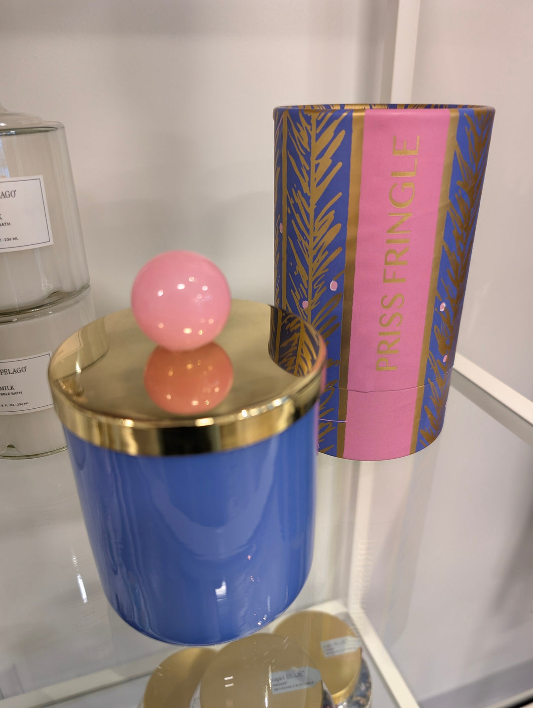 GlitterVille Studios Candles Priss Fringle - Blue / Light Pink Ball Glitterville Candle Couturier Lidded Scented Candle