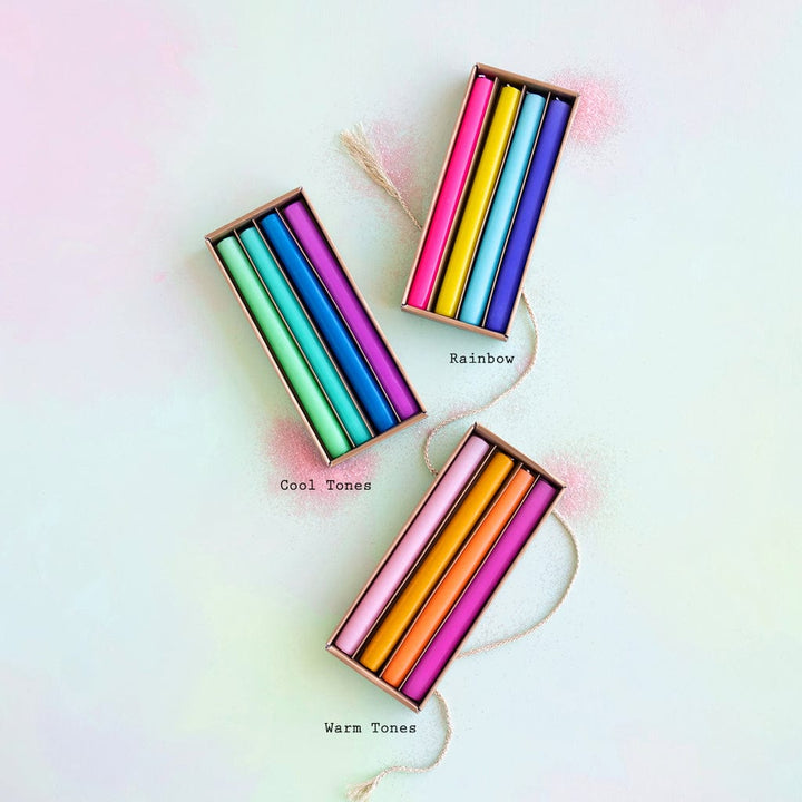 GlitterVille Studios Candles Rainbow Rainbow Taper Candle , Boxed Set of 4