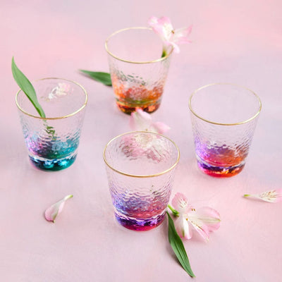 GlitterVille Studios Cocktail Glasses Multi Color Colorful Cocktails, Set of 4