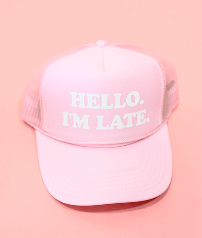 HATSBYMADI Pink Hello. I'm Late. Hat