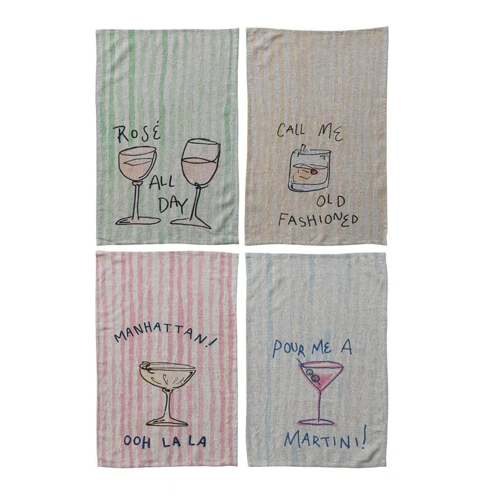 Linen Blend Printed Dish Towel - Thumbnail 2