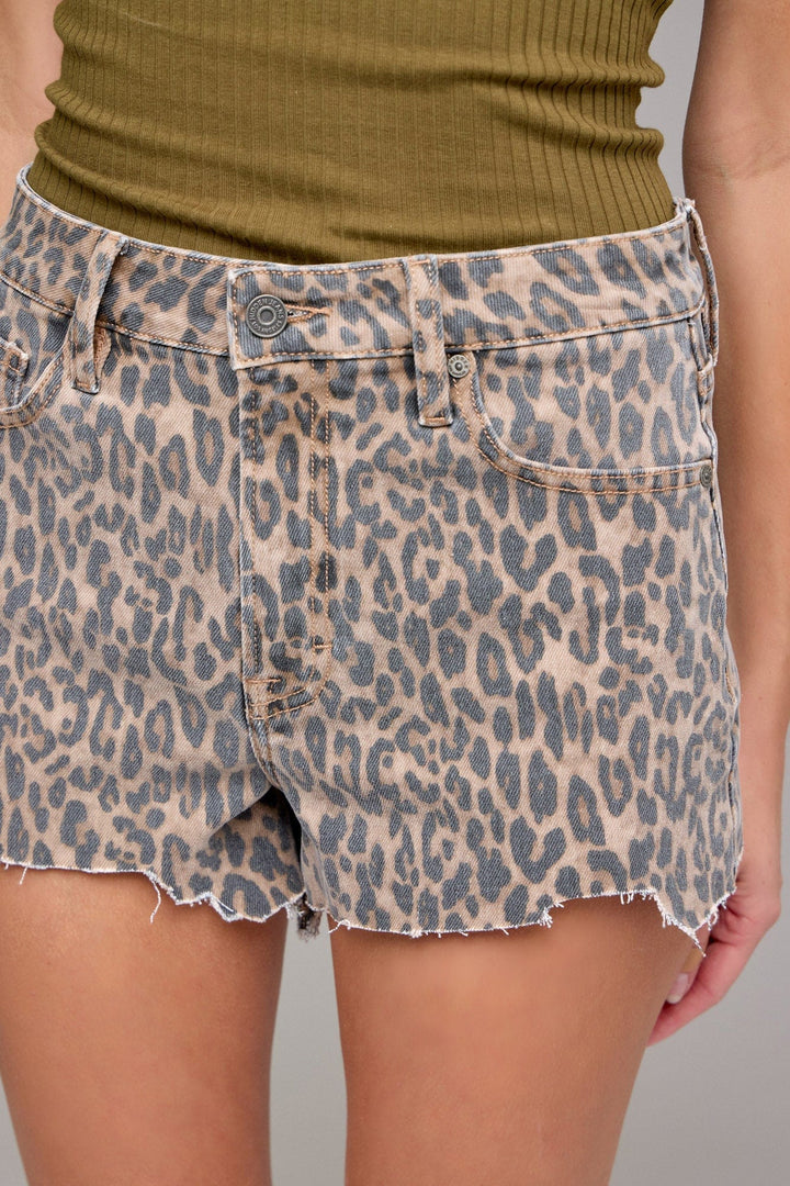 Hidden Jeans Shorts Cheetah / S Cheetah Jagged Hem Shorts - HD4319