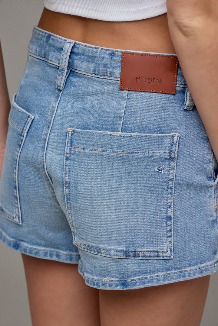 Hidden Jeans Shorts Finn Medium Light High Rise Stretch Shorts - HD4365-ML