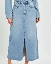 Hidden Jeans Skirt Light Blue / XS Peyton High Waist Midi Denim Skirt