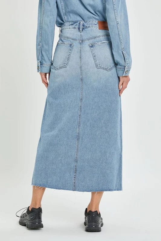 Hidden Jeans Skirt Peyton High Waist Midi Denim Skirt