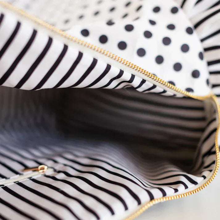 Hollis Tote Polka Stripe Ruffled Nylon Weekender