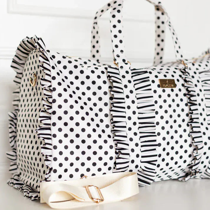 Hollis Tote Polka Stripe Ruffled Nylon Weekender