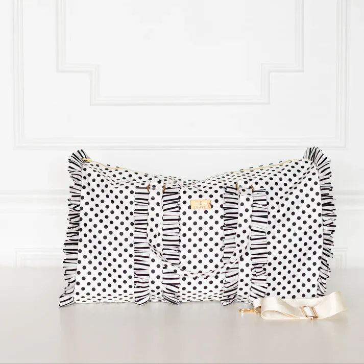 Hollis Tote Polka Stripe Ruffled Nylon Weekender