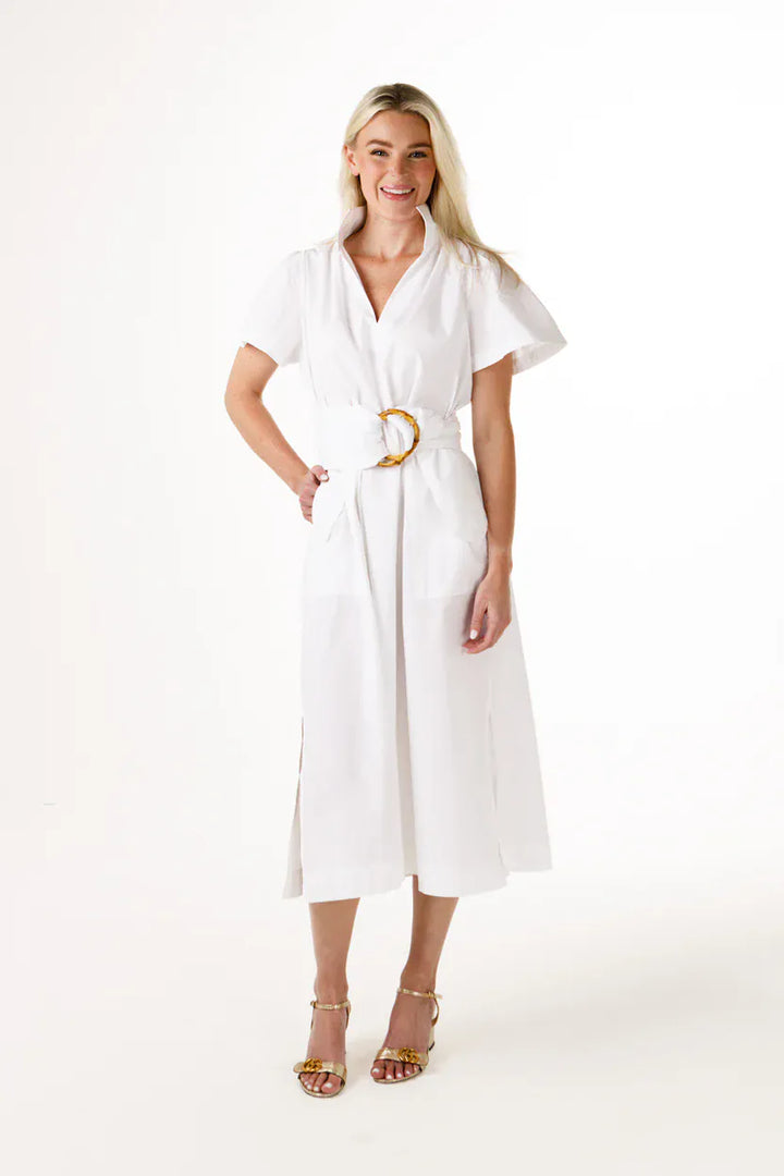 White Holly Shae Gretchen Maxi Dress in XS-S, featuring a flowing silhouette and sleeveless design, perfect for elegant summer wear.