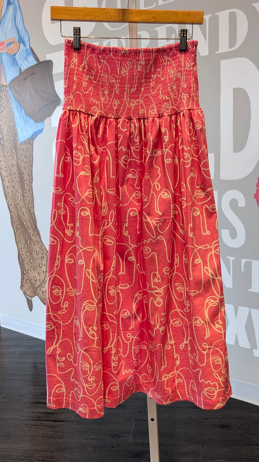 Holly Shae Midi Dress Resting Sketch Face - Pink/White / XS/S Betsy Skirt/Dress