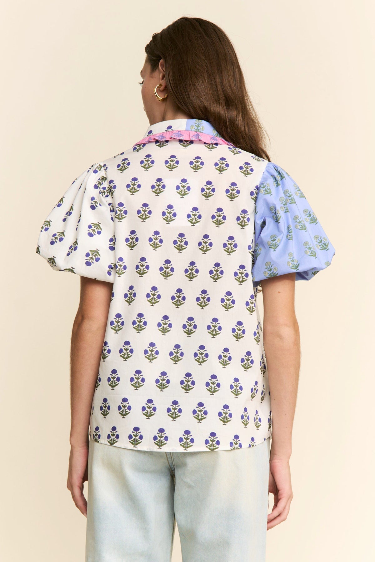 トップス papier collab_denim mix blouse Denim Wrap Blouse - DG: The Remix