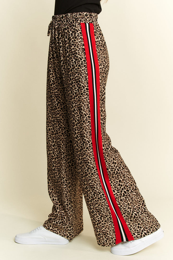 Mocha brown Veda Leopard Contrast Pants by Jade by Jane, stylish casual pants with leopard print details.