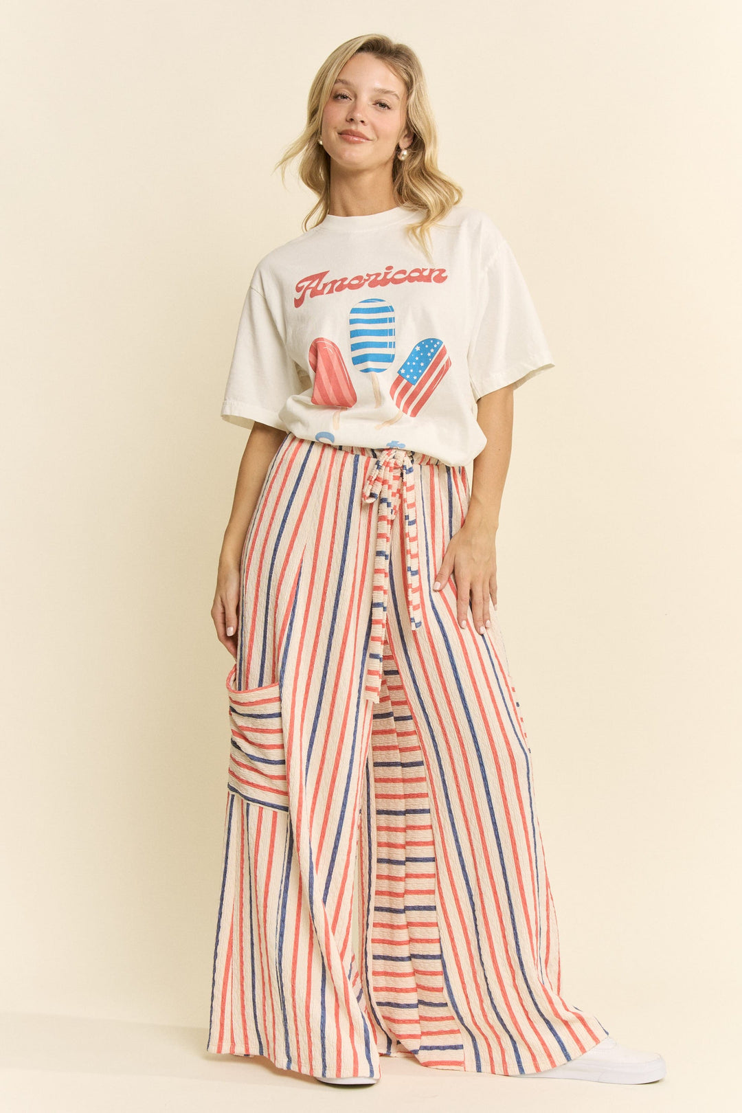 Jade by Jane Pants Red / Blue Combo / S Sloane Stripe Wide Leg Pants